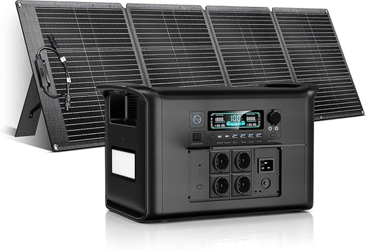 Portable Power Station with 200W Solar Panel,2048Wh LiFePO4 Battery, 2400W AC Outlets (3400W Surge),Solar Generator for Outdoor Camping Outages RV Travel Home Backup Power（Black)