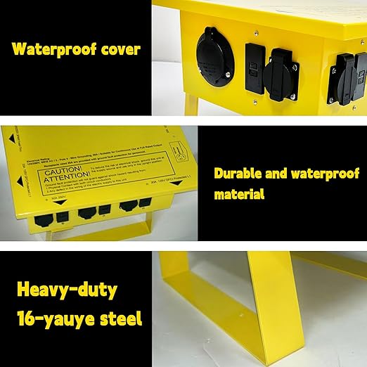 Power Distribution Box,50-Amp,125/250V,Temporary Power Box,Ideal for Temporary Power Needs
