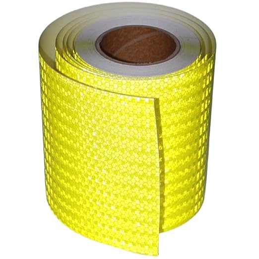 Fluorescent Yellow Reflective Tape Outdoor Waterproof 8 inch Wide, High Visibility Warning Safety Industrial Marking Tape (66 feet)