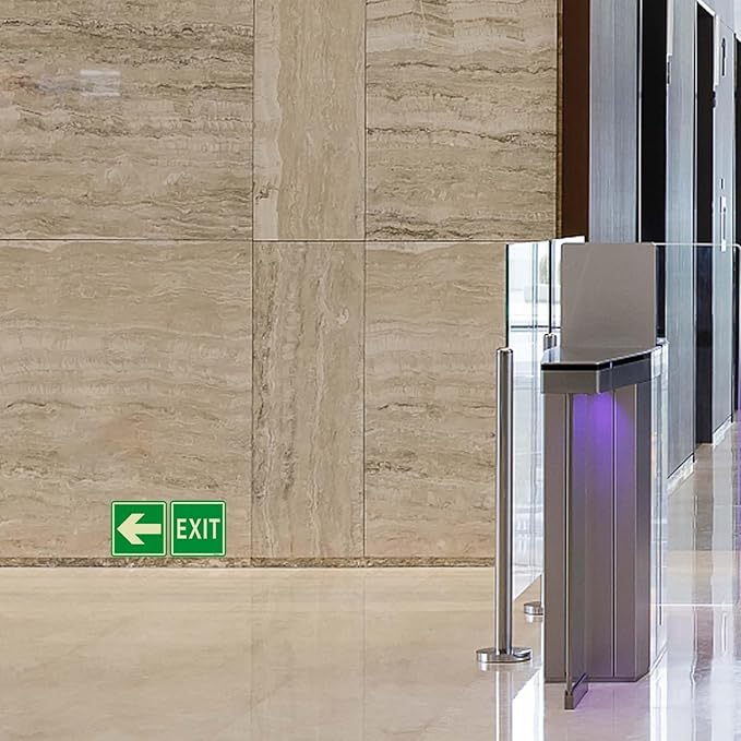 Exit Signs Glow in the Dark Exit Decals, 8 Pcs, (Cm 15x15), Emergency Exit Sign Sticker with Directional Arrow of Exit Light
