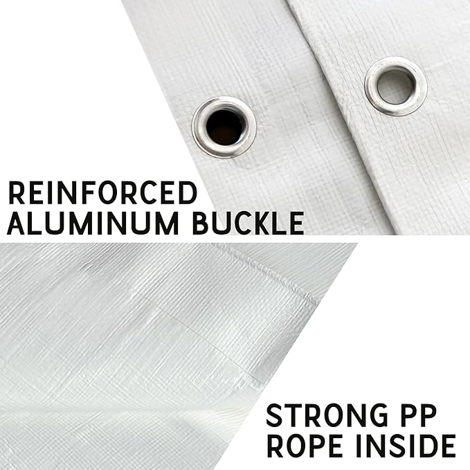 STARPYNG-12 Mil White 16x20 Feet Tarp-Heavy Duty Poly Tarp-Cover,Waterproof, UV Resistant, Weather Resistant, Cover Cars, Boats, Courtyards,Camping