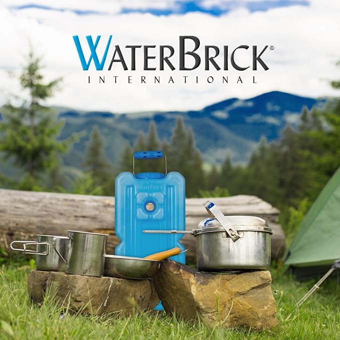 WaterBrick International WaterBrick Water Storage Containers for Emergency Water Storage | 8-Pack of Stackable 3.5 Gallon Water Container Bricks | Food-Grade HDPE Plastic | BPA-Free | STD Blue