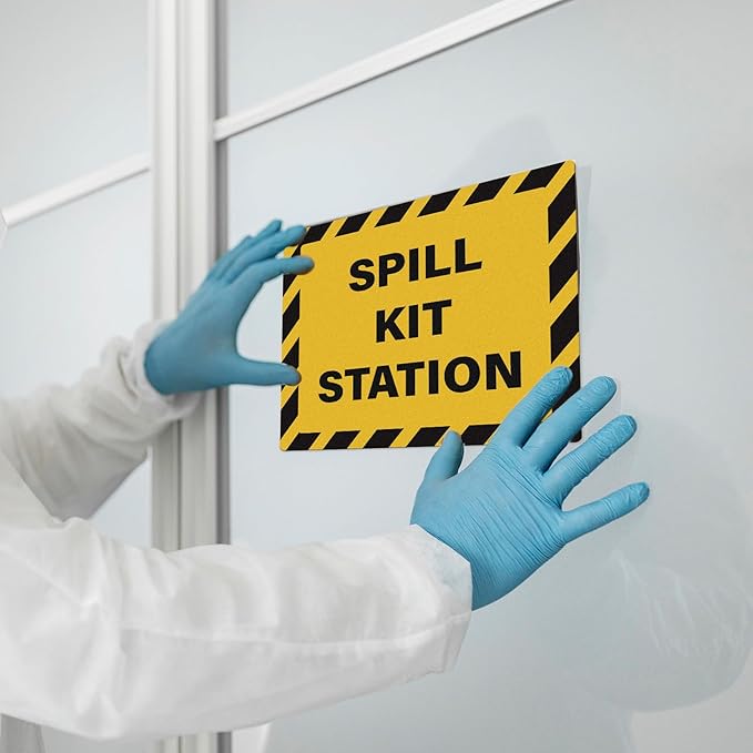 Spill Kit Station Stickers 12 × 10 Inch Vinyl Self-Adhesive Safety Signs Waterproof Emergency Decals for Indoor Outdoor 5 PCS