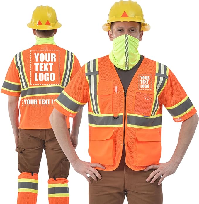AYKRM Custom Logo Personalised Printed High Visibility Reflective 2 two tone work construction Safety Vest