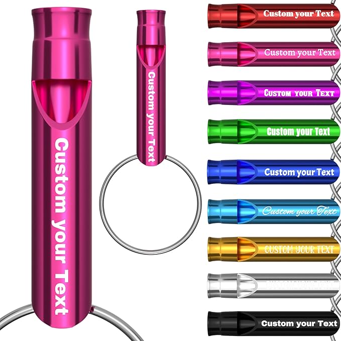 20 Pcs Custom Emergency Whistles with Keychains, Personalized Loud Safety Survival Whistle Engraved with Name/Text, Bulk Whistles for Outdoor Sports, Camping, Hiking, Boating, Hunting
