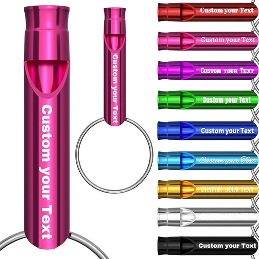 20 Pcs Custom Emergency Whistles with Keychains, Personalized Loud Safety Survival Whistle Engraved with Name/Text, Bulk Whistles for Outdoor Sports, Camping, Hiking, Boating, Hunting