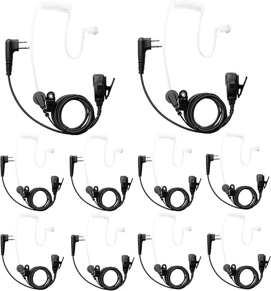 10 PCS CP200D RDM2070D Surveillance Earpiece Compatible with Motorola Radio CLS1410 CLS1110 CP200 GP300 GP2000 Walkie Talkie Radio with PTT Mic Tansparent Acoustic Tube Headset