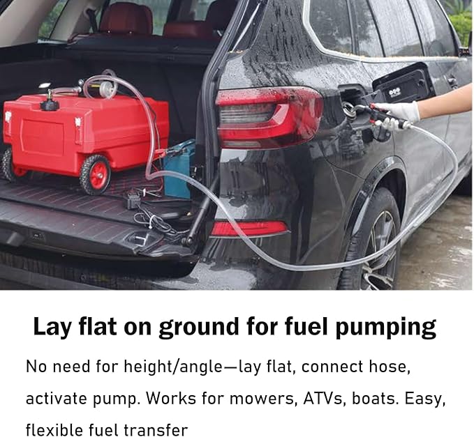 13 Gallon Portable Fuel Caddy Storage with 12V DC Electric Fuel Transfer Pump, Portable Fuel Tank for Gasoline, Diesel, Kerosene & More