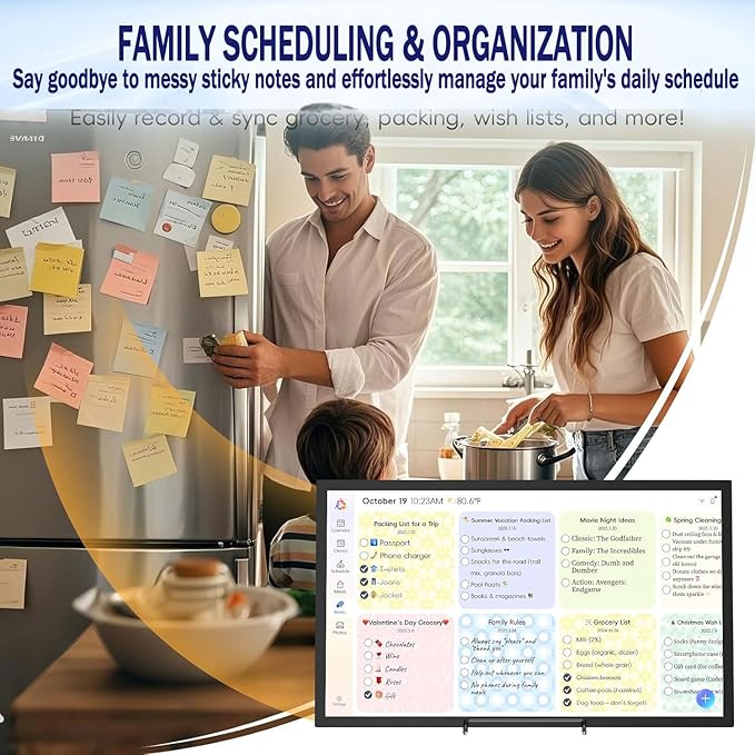 Upgraded Smart Digital Calendar Chore Chart with Digital Picture Frame feature, 15.6" HD Touchscreen Wall Calendar, No Subscription Required, Great for Organizing Your 2026 Calendar