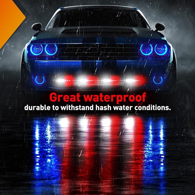 Nilight 6LED Emergency Strobe Lights 4PCS Ultra slim Surface Mount Hazard Caution Light bar 12-24V Sync Feature Warning Flashing Light kit for Truck Car Vehicle ATV SUV UTV Red and White