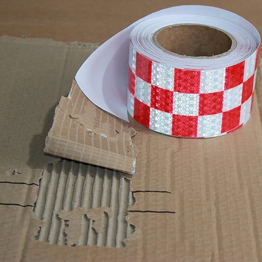 Reflective Tape Red White 3 Inch x 168 Feet, Outdoor Waterproof Conspicuity Strong Adhesive Reflector for Vehicles Signs