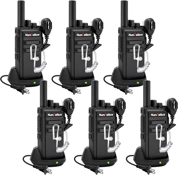 MT-5X Walkie Talkies Long Range for Adults, 2 Way Radio with Conduit Earpiece, Radios Walkie Talkies with Rechargeable Type-C Charging Battery, Two Way Radio for Family, Camping, School（6 Pack）