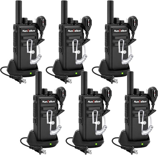 MT-5X Walkie Talkies Long Range for Adults, 2 Way Radio with Conduit Earpiece, Radios Walkie Talkies with Rechargeable Type-C Charging Battery, Two Way Radio for Family, Camping, School（6 Pack）