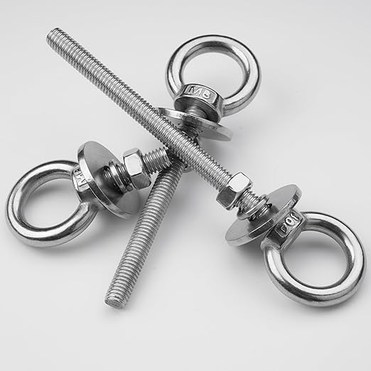4 Pack M12 Stainless Steel Eye Bolts with Nuts, 1/2" x 4" Long Lifting Ring Eye Bolt， Eye Bolts Heavy Duty for Hang Tie Down Outdoor (4, M12x102mm (1/2"x4"))