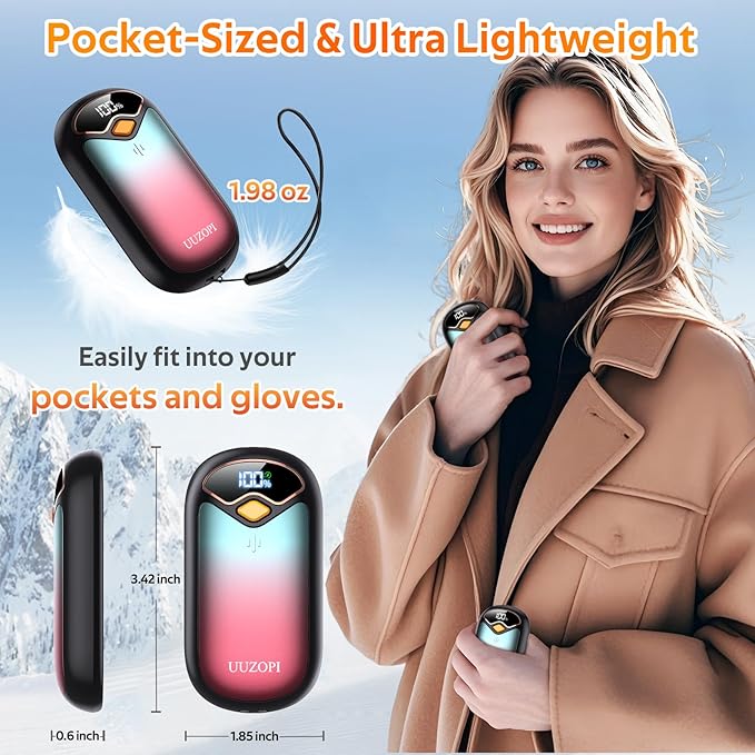 Hand Warmers Rechargeable - Magnetic Electric Hand Warmers 2 Pack, LED Display, 4 Settings Fast Heating Reusable Portable Heater Handwarmers for Golf Hunting Camping Essentials, Gifts for Men Women
