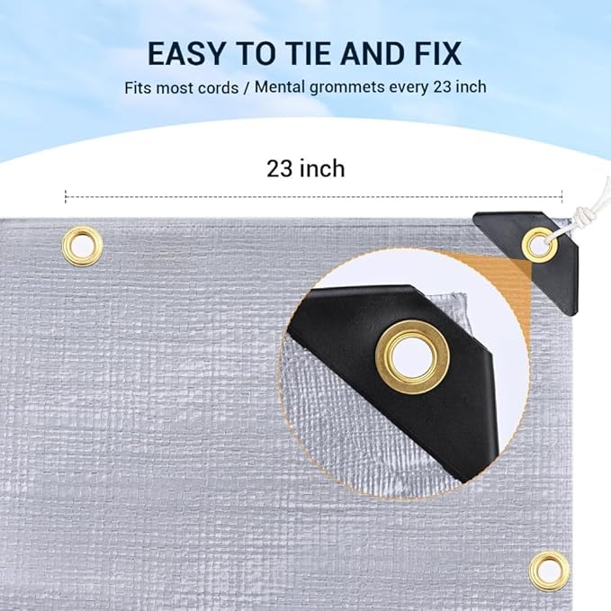 Tarps 20x40 FT Waterproof Heavy Duty Tarp – 18 Mil Thick, UV & Tear Resistant, Reinforced Grommets & Edges – Multi-Purpose Cover for Camping, Roof, Emergency, Truck, Boat (20ft x 40ft)