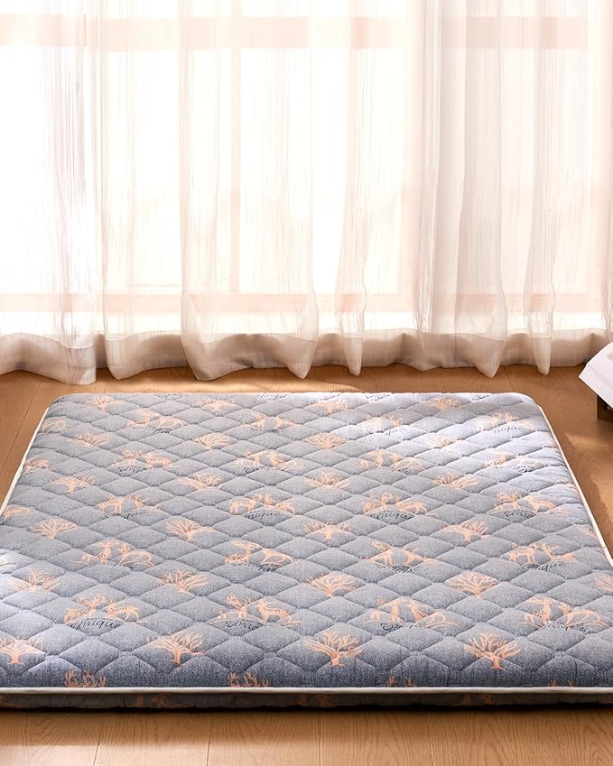 6th Generation Japanese Floor Futon Mattress - Extra-Thick 9-Layer Modern Futon with 100% High-Density Foam, Portable Floor Mattress Sleeping Pad for Adults, Guest Room, Dormitory,Single Size(25"X75")