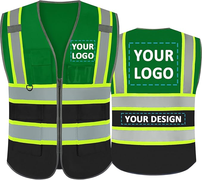 BeautyWill Custom Logo Safety Vest Class 2 High Visibility Reflective Vest for Men - Personalized Logo Team Vest