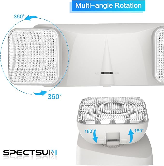 1 Pack LED Emergency Lights, Commercial Lighting for Business, Power Outages, Offices, with Backup Battery (90 Minutes), Wall Mount, Hard Wired, 120-277V, Fire Resistant (94V-0) UL.