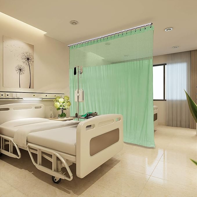Macochico Olive Medical Curtain - Privacy Cubicle Division - Nickel Grommet - for Clinic, Spa, Lab - 5ft W x 8.5ft T (1 Panel)
