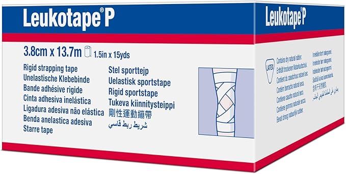 Leukotape P Adhesive Strapping Tape – for Sports Injuries, Strains and Sprains - 1.5 in x 15 yds, Tan, (1 Roll)