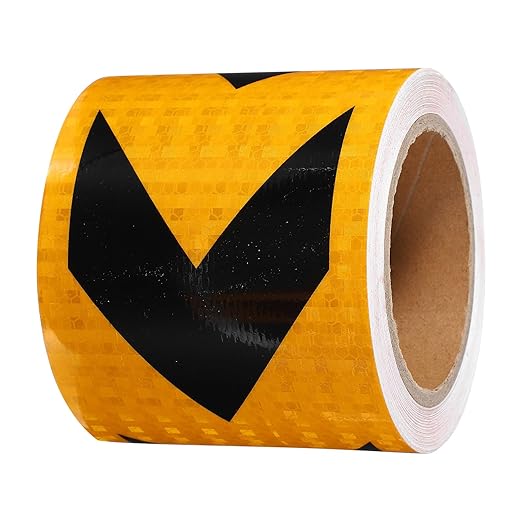 PATIKIL Reflective Tape, 4 Inch x 49 ft Waterproof Self Adhesive High Visibility Safety Warning Arrow Tape Outdoor Reflectors for Trucks Trailers Cars, Yellow Black