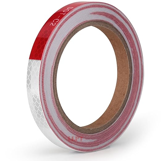 LLPT Reflective Tape 1/2” x 33 Ft DOT-C2 High Visibility Safety Tape Flexible Waterproof Intense Reflector for Trailer Truck Car RV Boat Camper Color Red White (RT053RW)