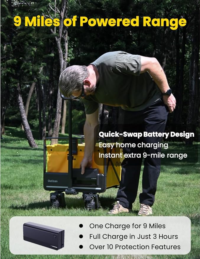 e-Wagon Air Electric Wagon Cart, 300LB Capacity Foldable Wagon with Dual Motor, 9-Mile Range & Swappable Battery, 3-Second Collapsible Utility Cart for Camping, Garden, Slate Gray