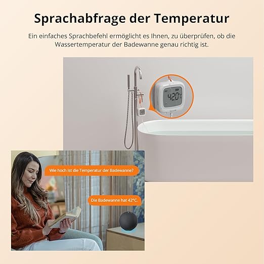 SONOFF SNZB-02LD Zigbee Waterproof Temperature Sensor with 1.5M Stainless Steel Probe, LCD Display, -40~115°C Range, APP Monitoring, Magnetic Mount, Works with Zigbee Hub