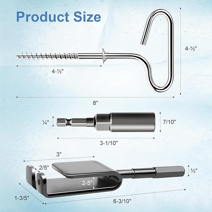 Ice Anchor Tool Kit for Ice Fishing Shelter, Includes 1 Drill Adapter, 4 Threaded Pegs, 1 Storge Bag, and 1 Impact Socket, Heavy Duty Ice Fishing Tent Stakes, Portable Ice Shelter Setup Tools
