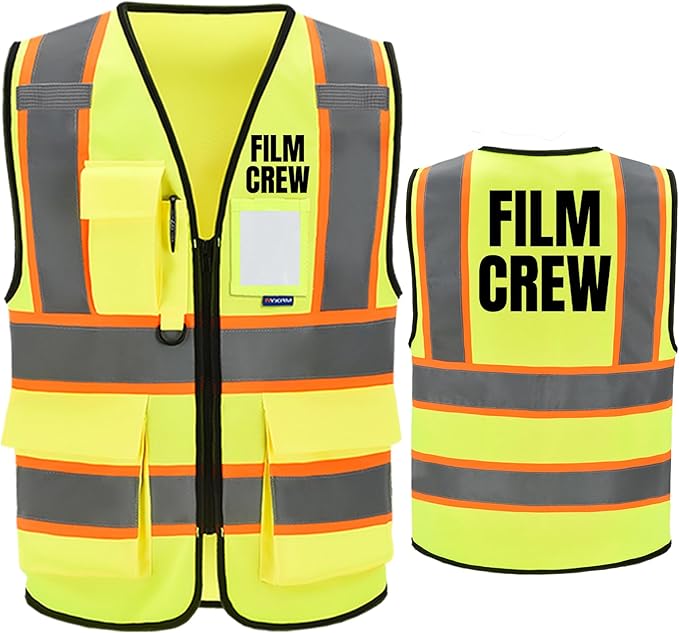 AYKRM Security Vest for Men Women 7 Pockets High Visibility Reflective Safety Vest Front Zipper Meets ANSI/ISEA