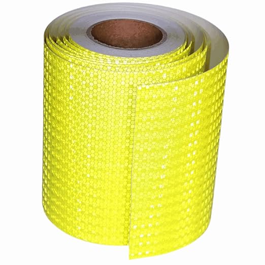 Fluorescent Yellow Reflective Tape Outdoor Waterproof 8 inch Wide, High Visibility Warning Safety Industrial Marking Tape (68 feet)