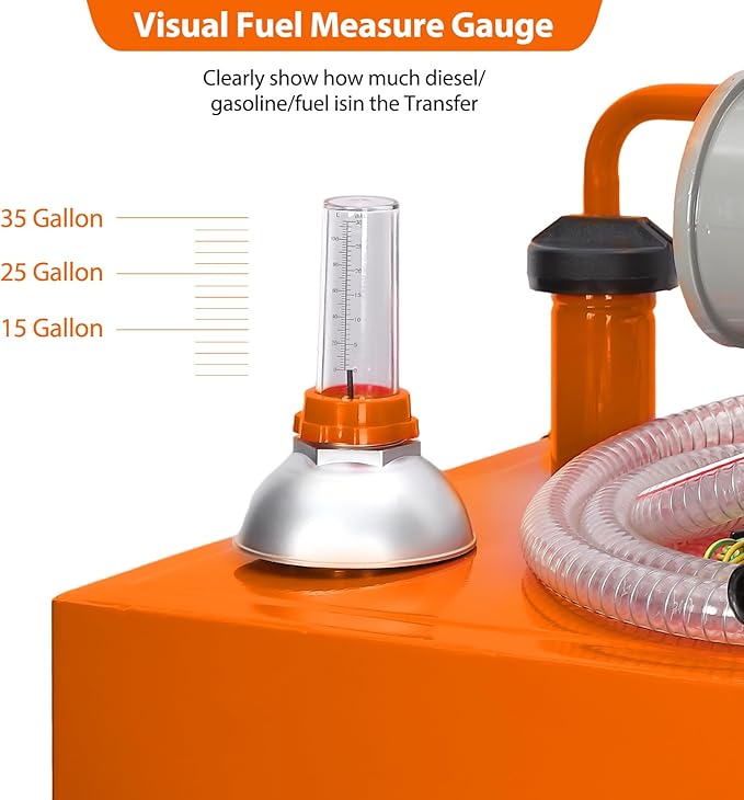 Upgraded 35 Gallon Fuel Caddy, Manual Hand Pump & Easy-Roll Wheels, Heavy-Duty UV-Resistant Steel Tank for Gas & Diesel, Portable Fuel Storage for Tractors, Mowers, Boats