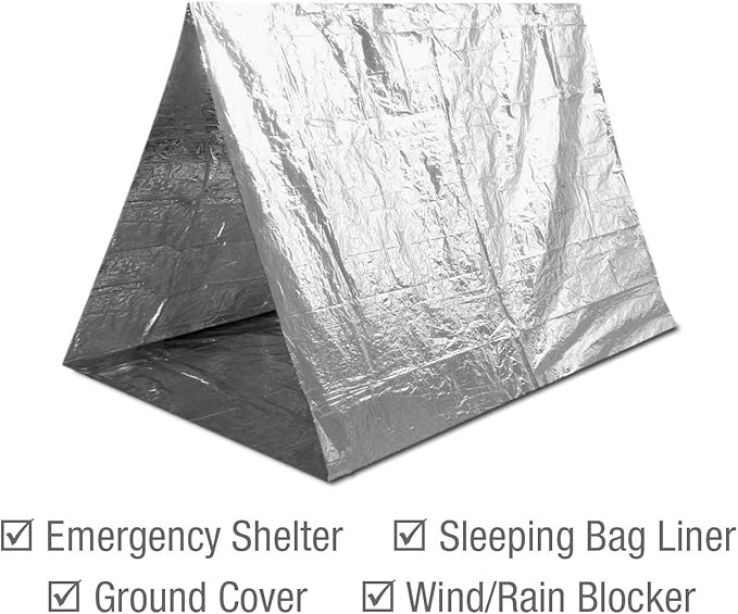 Swiss Safe Emergency Mylar Thermal Blankets + Bonus Space Blanket - Compact & Insulated for Cold Weather - Designed for NASA, Outdoor Camping, Survival, First Aid Car Kit - Silver, 25 Pack