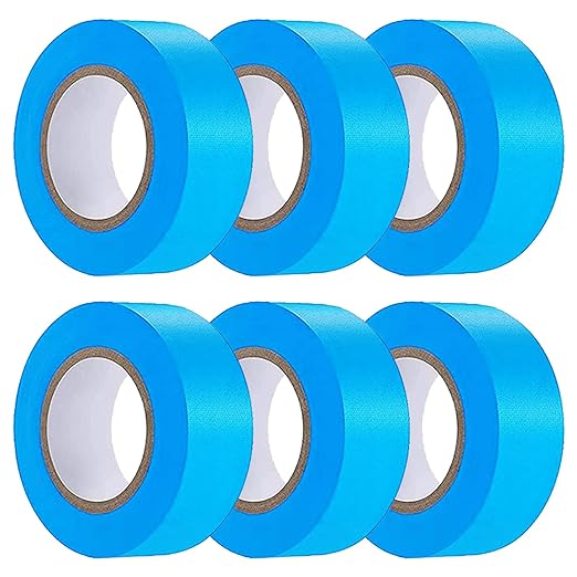 6 Pack Blue Flagging Tape, Non-Adhesive Plastic Ribbon Neon Marking Roll, 1"*600ft, Marking Tape for Tree Marking, Hunting, Boundaries and Hazardous Areas,Trail Marking