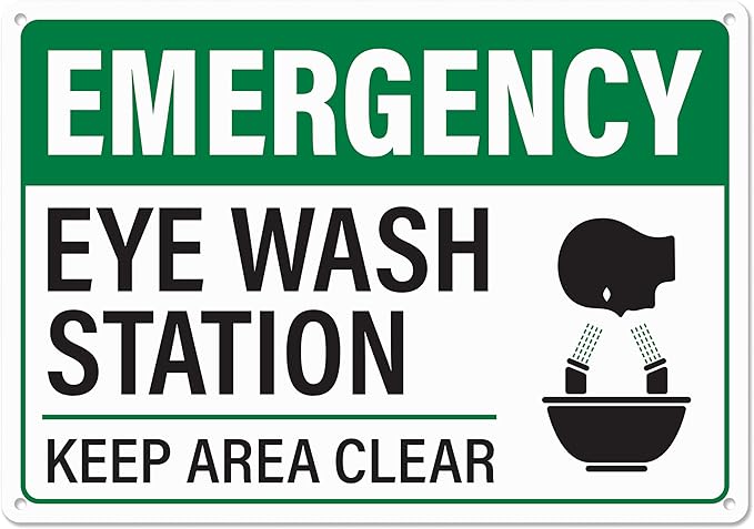 Emergency Eye Wash Station Keep Area Clear Sign 10x7 Inch | Rust-Free Aluminum Eye Wash Station, Durable Safety Sign with Pre-Drilled Mounting Holes