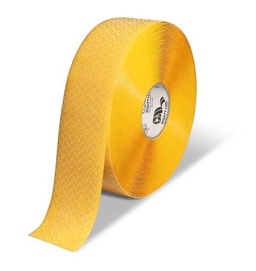 Mighty Line 3" Anti-Slip Solid Color Floor Marking Tape for Safety, Caution, Warning, Flooring, Heavy-Duty, Peel and Stick, Adhesive, Industrial Quality, 100' Roll, Yellow