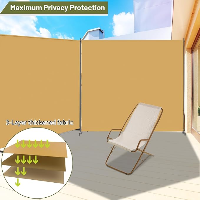 Room Divider, 72x72Inch Tall Single Panel Privacy Screen with Thickened Fabric,Portable Partition Wall for Room Separation,Freestanding Indoor Outdoor Room Separator,Khaki
