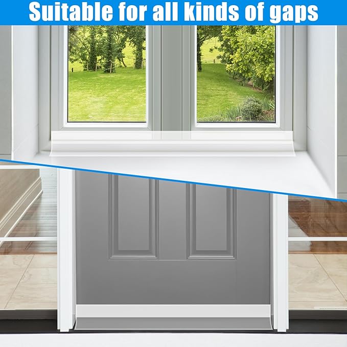Draft Seal Tape for Doors and Windows 1 in x 20 Ft Silicone Weather Stripping Extra Thick 2mm Door Seal Strip with Strong Adhesive Draft Insulation Stopper Side Seal - Clear
