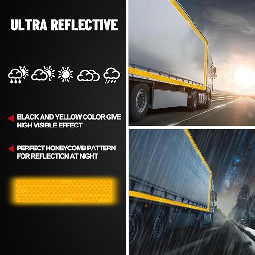 Reflective Tape, 1 Inch x 30 Feet - High Intensity - Yellow Reflective Safety Tape Waterproof Conspicuity for Trailer Reflector Trucks Bikes Baby Strollers Helmets