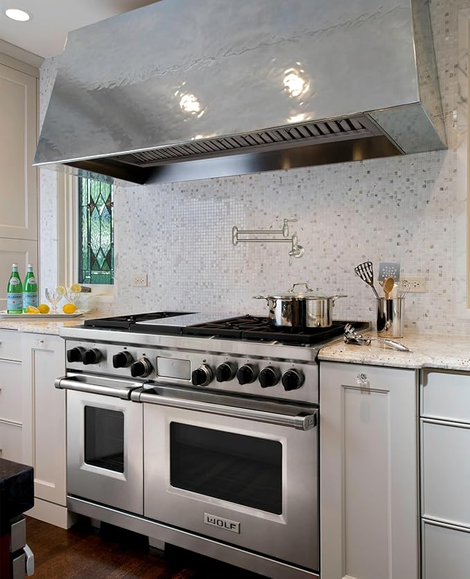 Akicon Range Hood Insert 48 Inch, 1200 CFM Built-in Kitchen Hood with 4 Speeds, Ultra-Quiet Stainless Steel Ducted Vent Hood Insert with Dimmable LED Lights and Dishwasher Safe Filters