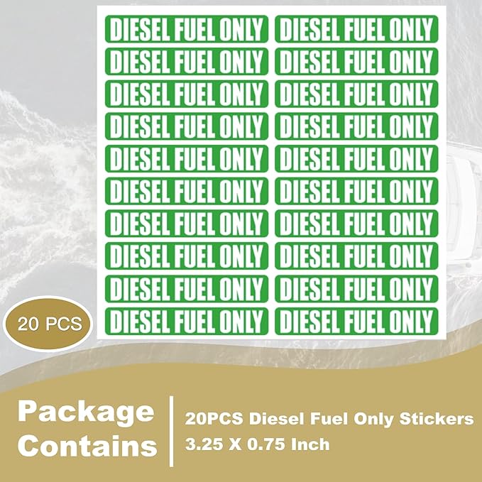 20PCS Diesel Fuel Only Stickers for Oil Gas Can Tractors Truck Decals Sign Boat Labels Car Fuel Tank 3.25 X 0.75 Inch