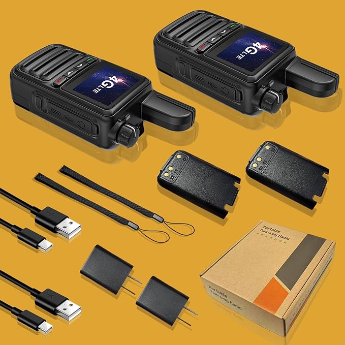 10 Pack Nationwide Unlimited Range Walkie Talkies Poc Two-Way Radio Long Range,Pre-Installed SIM Card (Free for Life) Suitable for Fleet Dispatch/Construction Site Collaboration