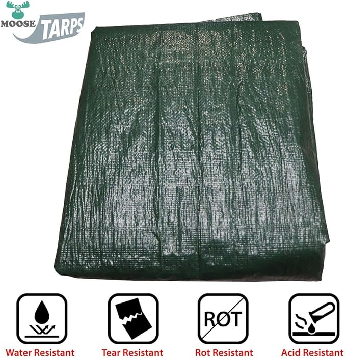 Reversible Heavy Duty Poly Tarp for Wood Piles, Firewood Piles, Construction & Ground Covering - Tear & Water Resistant - 6 x 24 Foot Indoor/Outdoor Tarp, Green and Brown