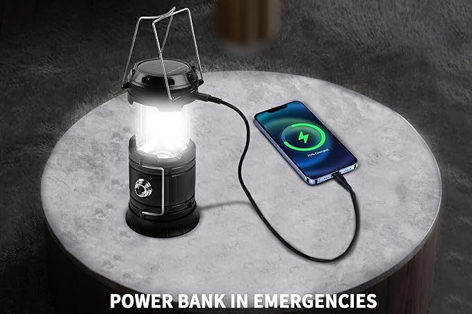 KunHe 5-Pack 1800mAh Collapsible Portable LED Camping Lantern Lightweight Waterproof USB Rechargeable LED Flashlight Kits for Indoor Outdoor Home Emergency Light Power Hiking
