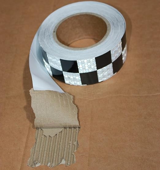 Black White Reflective Tape 2 inch X 66 feet X 10 Rolls, Outdoor Waterproof Hazard Conspicuity Warning Marking Tape