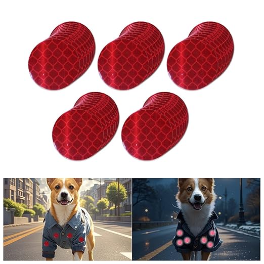 Non Fading Red Reflective Stickers 1-inch Diameter Round Reflector, Outdoor Waterproof High Visibility Warning Adhesive Tape (50 Pcs)