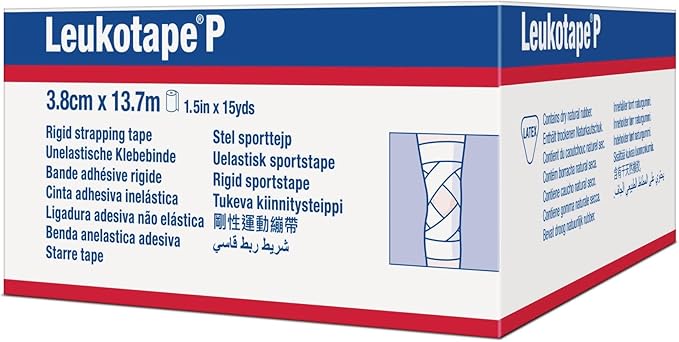 Leukotape P Adhesive Strapping Tape – for Sports Injuries, Strains and Sprains - 1.5 in x 15 yds, Tan, (1 Roll)