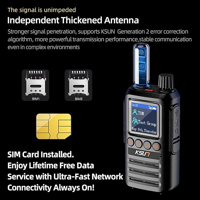 Lifetime Free Global Rapid Walkie Talkies Unlimited Range Nationwide PTT 4G LTE PoC Long Range Two Way Radio 5000 Miles Long Distance Radios for Family,Logistics,Construction (4 Pack with SIM)