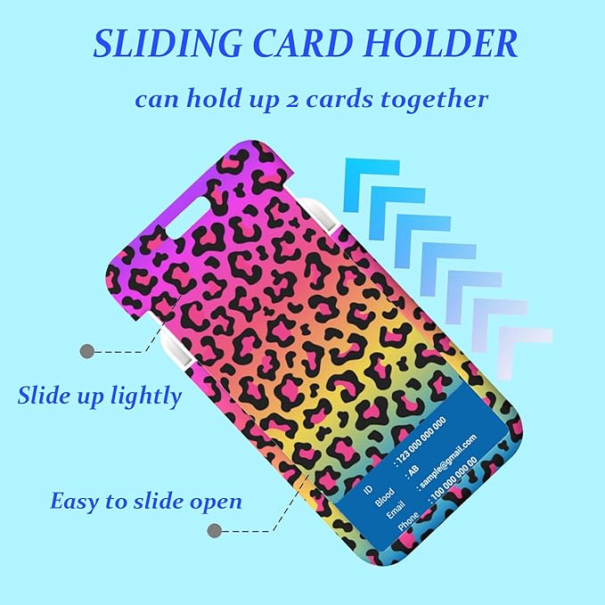 Rainbow Leopard Print Badge Holder Lanyard ID Card Holders Detachable Name Tag Clips Cute Funny Nurse Teacher Office Gifts Women Man Cate Badge Holder (Leopard Print)